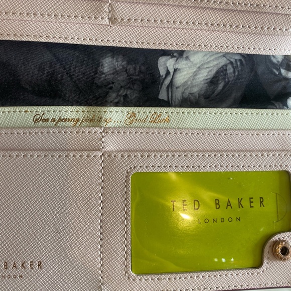 Ted Baker Maroon Leather Wallet pink lining pocketbook rose gold - Picture 6 of 8
